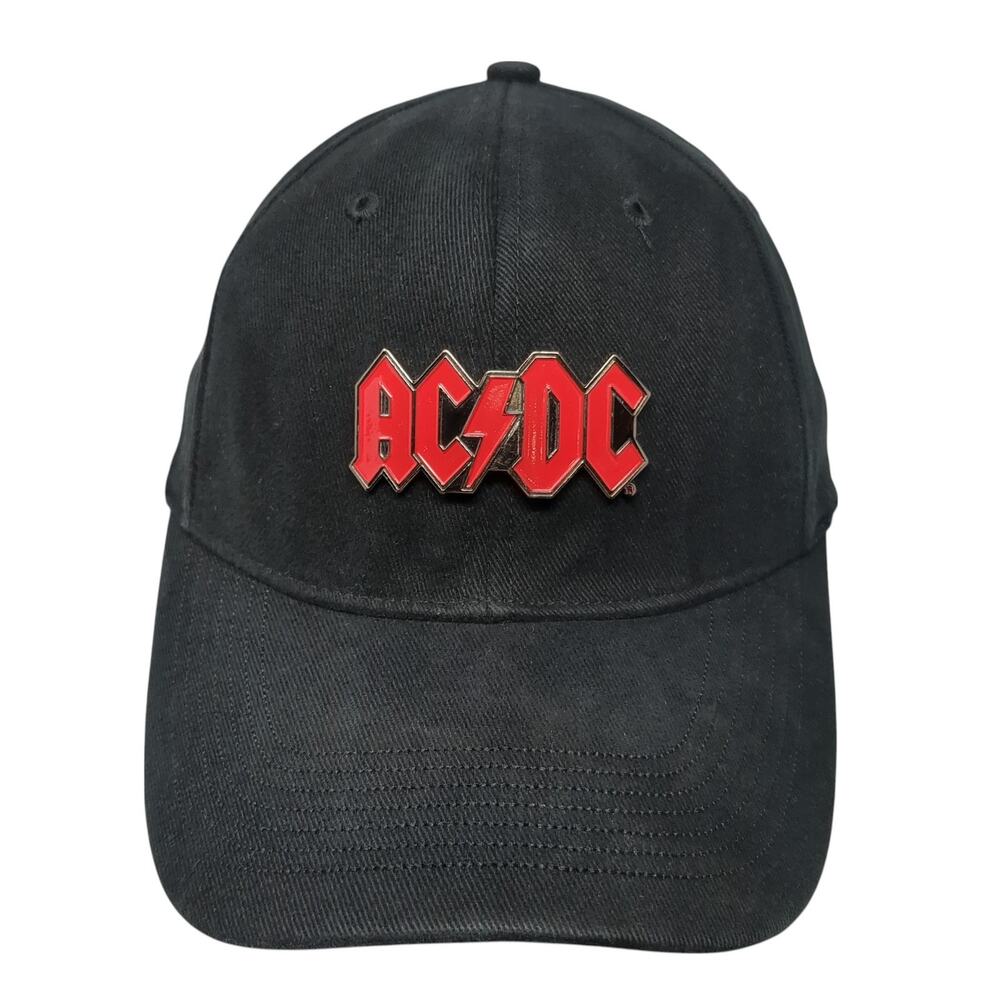 AC DC Fitted Baseball Cap Black One Size Embroidered Lightweight Bio Domes